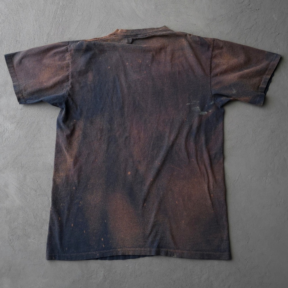 Vintage 90s T-shirt Large Black Bleach Faded Oneita - Picture 3 of 9